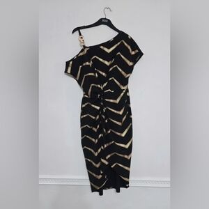 Elegant Black and Gold Chevron Dress